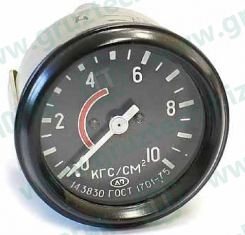 Манометр 0-10 черно-белый с красной линией г.Владимир