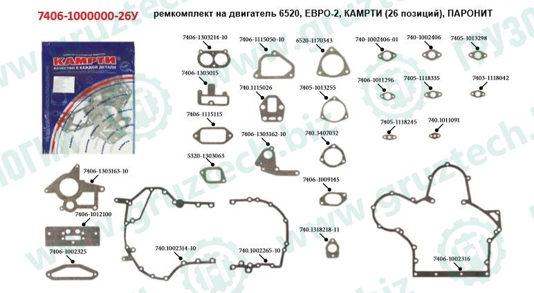 Паронит двигателя ЕВРО-2 26 поз.КАМРТИ