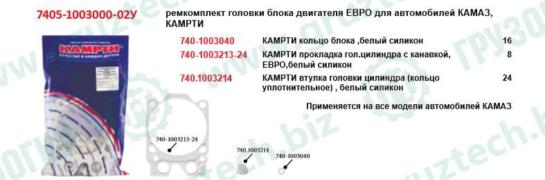 РТИ головки блока двигателя 3поз.40дет.бел.ЕВРО КАМРТИ