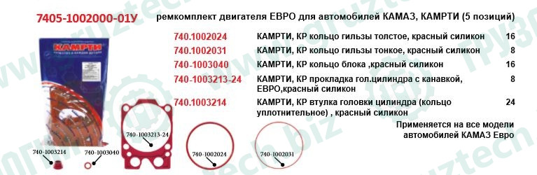 РТИ двигателя 5поз.72дет.ЕВРО красн.КАМРТИ